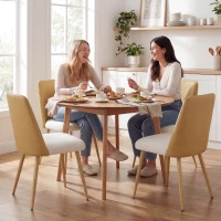 HOMCOM Juego de 2 Sillas de Cocina con Respaldo de PU de Imitación Ratán Patas de Acero y Asiento Acolchado Marrón y Beige(m-9)