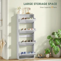 Szafka na buty 4-drzwiowa, wąska, na 8 par, metalowa, biała(m-4)