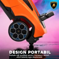 AIYAPLAY Mașinuță electrică pentru copii cu licență Lamborghini, claxon și telecomandă, 101,5x49x43 cm, portocaliu(m-6)