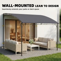 Outsunny Pergola przylegająca z metalową ramą i wodoodpornym dachem, montowana na ścianie, odporna na warunki pogodowe, 2,86 x 3,84 x 2,52 m, szara(m-4)