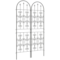 Outsunny Set de 2 Suporturi pentru Plante Cățărătoare, Trelițe de Grădină, pentru Legume, Viță-de-vie, Flori, din Metal, 50 x 180 cm, Negru
