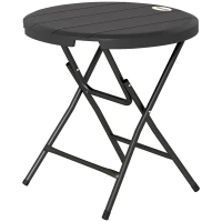 Outsunny Masă de Grădină Rotundă Pliabilă pentru 4 Persoane din Aluminiu și Plastic HDPE, Ø80x73 cm, Gri(m-10)