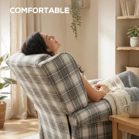 HOMCOM 160° Reclining Armchair, with Footrest - Grey and White(m-6)