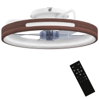 HOMCOM Ventilator de tavan cu lumină LED 40 W motor DC reversibil telecomandă 6 viteze 3 culori temporizator Teak