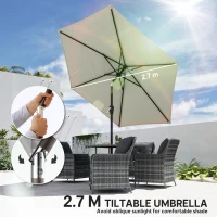 Outsunny Parasol ogrodowy 270 cm regulowany z korbką UV 50+ beżowy(m-4)