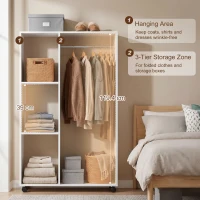 HOMCOM Open gangkast met rails en wielen naturel(m-5)