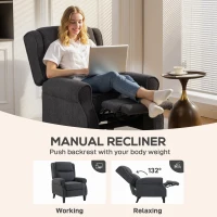 HOMCOM 132° Recliner Armchair, with Extended Footrest - Dark Grey(m-4)