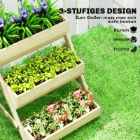 Outsunny Vertikales Hochbeet mit 3 Etagen Vertikalbeet aus Holz Blumenkasten mit 3 Pflanzkästen Ablauflöchern Grün(m-4)