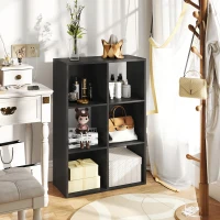 HOMCOM Libreria a Cubi con 6 Ripiani Portaoggetti, in Legno, 61.5x29.5x91.5 cm, Nero(m-8)