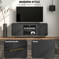 HOMCOM Modern TV Stand Cabinet for TVs up to 55", TV Unit with 2 Open Shelves and 2 Cabinets, Entertainment Centre with Cable Management for Living Room, Black(m-4)