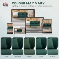 HOMCOM 2 Seater Sofa, Linen-look Fabric Small Sofa with Wing Back, Thick Seat, Metal Legs, Dark Green(m-8)