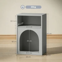 HOMCOM Bedside Table with 2 Open Compartments - Grey(m-3)