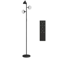 HOMCOM Lampada da Terra con 3 Teste Regolabili Indipendenti, Telecomando e Timer, in Acciaio e Plastica, Ø25x170 cm, Nero(m-1)