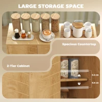 HOMCOM Vintage Sideboard with Chevron Doors and Pine Wood Legs for Living Room, Kitchen(m-4)