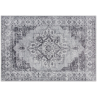 HOMCOM Alfombra Lavable a Máquina Antideslizante con Efecto Franela, 230 x 160cm, Gris