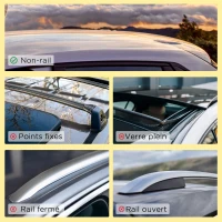 HOMCOM 2 barres de toit de voiture verrouillables 4 clés fournies alliage d'aluminium 123,6 x 15 x 15 cm - charge max. 100 kg - argenté et noir(m-7)