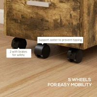 HOMCOM 3 Drawer Filing Cabinet, Rolling File Cabinet with Edged Top for Letter, A4 Size, Hanging File Folders, Rustic Brown(m-6)