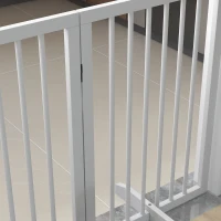 PawHut Barreira de segurança modular dobrável para animais de estimação com pé de suporte, madeira maciça, 206 x 35,5 x 76 cm(m-4)