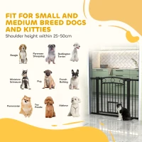 PawHut Bramka dla zwierząt, 77 cm bramka na schody, regulowana szerokość 76-104 cm, z drzwiczkami dla kota, do schodów i drzwi, czarna(m-9)