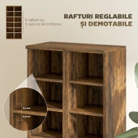 HOMCOM Set 2 Rafturi pentru CD-uri cu Polițe Reglabile pentru 204 CD-uri din Lemn, 21x22,5x88,5 cm, Maro Rustic(m-6)