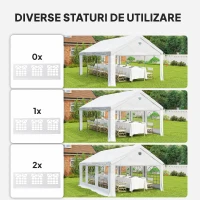 Outsunny Cort pentru Petreceri 4x6 m cu Ferestre și 4 Pereți Laterali Demontabili, din Oțel și PE, Alb(m-8)