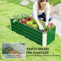 Outsunny Fioriera da Giardino Senza Fondo con 2 Aree di Coltivazione, in Acciaio, 125x47x44 cm, Verde(m-4)