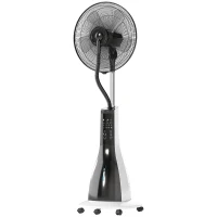 HOMCOM Ventilador com brumizador sobre rodas 90 W 125 cm com controle remoto, temporizador, oscilação de 75°, cabeça inclinável, preto(m-8)