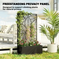 Outsunny wysoka donica z kratką wolnostojąca lub do montażu na ścianie, metalowa donica na rośliny pnące, kwietnik ogrodowy 60 x 30 x 113 cm(m-6)