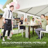 Outsunny Cort pentru Petreceri 4x6 m cu Ferestre și 4 Pereți Laterali Demontabili, din Oțel și PE, Alb(m-4)