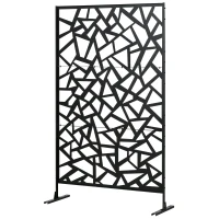 Outsunny Painel de privacidade para varanda decorativo exterior com padrão geométrico vazado em aço 122 x 45 x 198 cm preto(m-8)