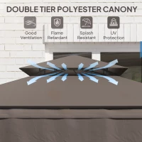 Outsunny Pawilon grillowy 242x232x248 cm wodoodporny, ognioodporny z podwójnym dachem, kolor kawa(m-5)