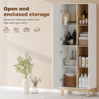 HOMCOM 176 cm wysoki regał, 4 otwarte półki, 2 szafki, wolnostojący regał na książki, MDF, Biały(m-4)