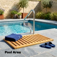 Outsunny Tapis de douche en bois d'acacia 91x51 cm Tapis antidérapant pour salle de bain, spa ou piscine naturel(m-5)