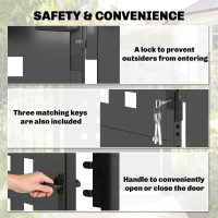 Outsunny Furtka ogrodowa z ocynkowanej stali, metalowa furtka z uchwytem, zamkiem i 3 kluczami, zamykana bramka 105x130 cm, ciemnoszara(m-5)