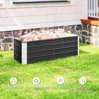 Outsunny Hochbeet aus Stahl Gartenbeet Pflanzkasten Blumenkasten Blumenkübel mit Handschuhe Kohlegrau 125 x 47 x 44 cm(m-6)