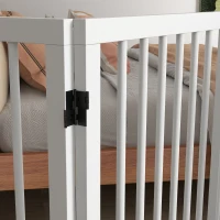 PawHut Barreira de segurança modular dobrável para animais de estimação com pé de suporte, madeira maciça, 206 x 35,5 x 76 cm(m-5)