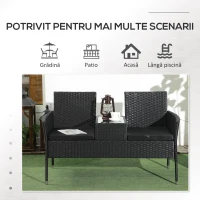 Outsunny Mobilier de Terasa pentru 2 Persoane cu Masa de Ceai(m-7)