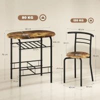 HOMCOM Three-Piece Compact Dining Set - Rustic Brown(m-3)