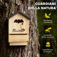 PawHut Set di 3 Casette per Pipistrelli in Legno di Abete, 21.5x11.5x34 cm, Legno Naturale(m-6)