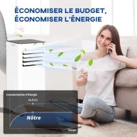 HOMCOM Ar condicionado portátil 2,05 kW 4 em 1 arrefecimento, ventilador, desumidificador temporizador 24H e comando remoto, branco(m-5)