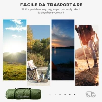 Outsunny Namiot tunelowy dla 4-6 osób, namiot kempingowy z drzwiami, podłogą, wodoodporny 2000 mm, zielony(m-7)