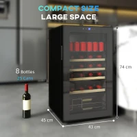 HOMCOM Frigider pentru vinuri de 63L cu rafturi reglabile pentru 16 sticle și 25 de doze, 43x45x74 cm, negru(m-3)