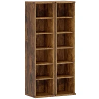 HOMCOM Set 2 Rafturi pentru CD-uri cu Polițe Reglabile pentru 204 CD-uri din Lemn, 21x22,5x88,5 cm, Maro Rustic(m-1)