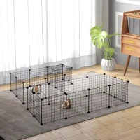 PawHut Cage parc enclos pour animaux domestiques L 106 x l 73 x H 36 cm bords arrondis fil métallique noir(m-10)