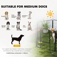 PawHut Țarc pentru câini cu 6 panouri modulabile, pliabil, cu ușă din oțel, înălțime 80 cm, gri închis(m-7)