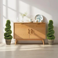 HOMCOM Set of 2 Artificial Plants, Topiary Spiral Boxwood Trees with Pot, for Home Indoor Outdoor Decor, 90cm(m-8)