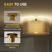 HOMCOM lampa sufitowa z oprawą E27, akrylowy klosz, okrągła Ø 32 cm, oświetlenie sufitowe do salonu, łazienki, kuchni, sypialni, korytarza, bez żarówki(m-5)