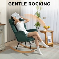 HOMCOM Fotel bujany z welurowym wykończeniem, podłokietniki, do salonu(m-4)