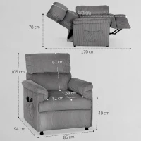 HOMCOM Corduroy Electric Massage Recliner - Grey(m-3)
