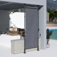 Outsunny Toldo retrátil manual sobre pés comprimento ajustável manivela instalação sem perfuração metal alumínio poliéster cinza escuro(m-6)